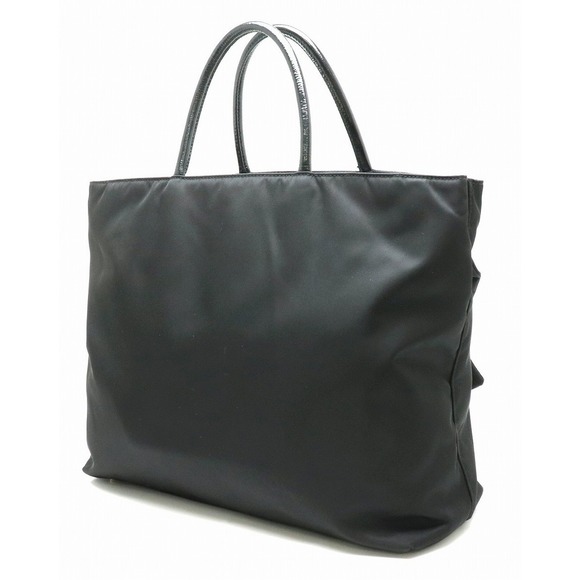 Prada Nero Patent Tote Bag Leather Black Ribbon - Picture 1 of 9